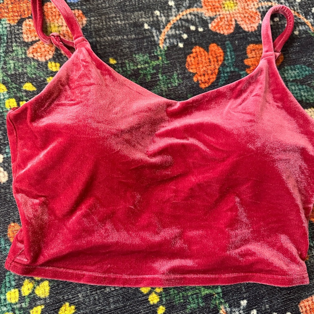 Velvet Pink Cropped Sports Bra